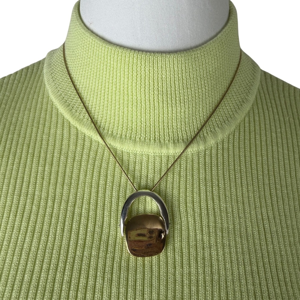 Liz & Co Two-Tone Mixed Metal Horseshoe Pendant Snake Chain Necklace Gold Silver